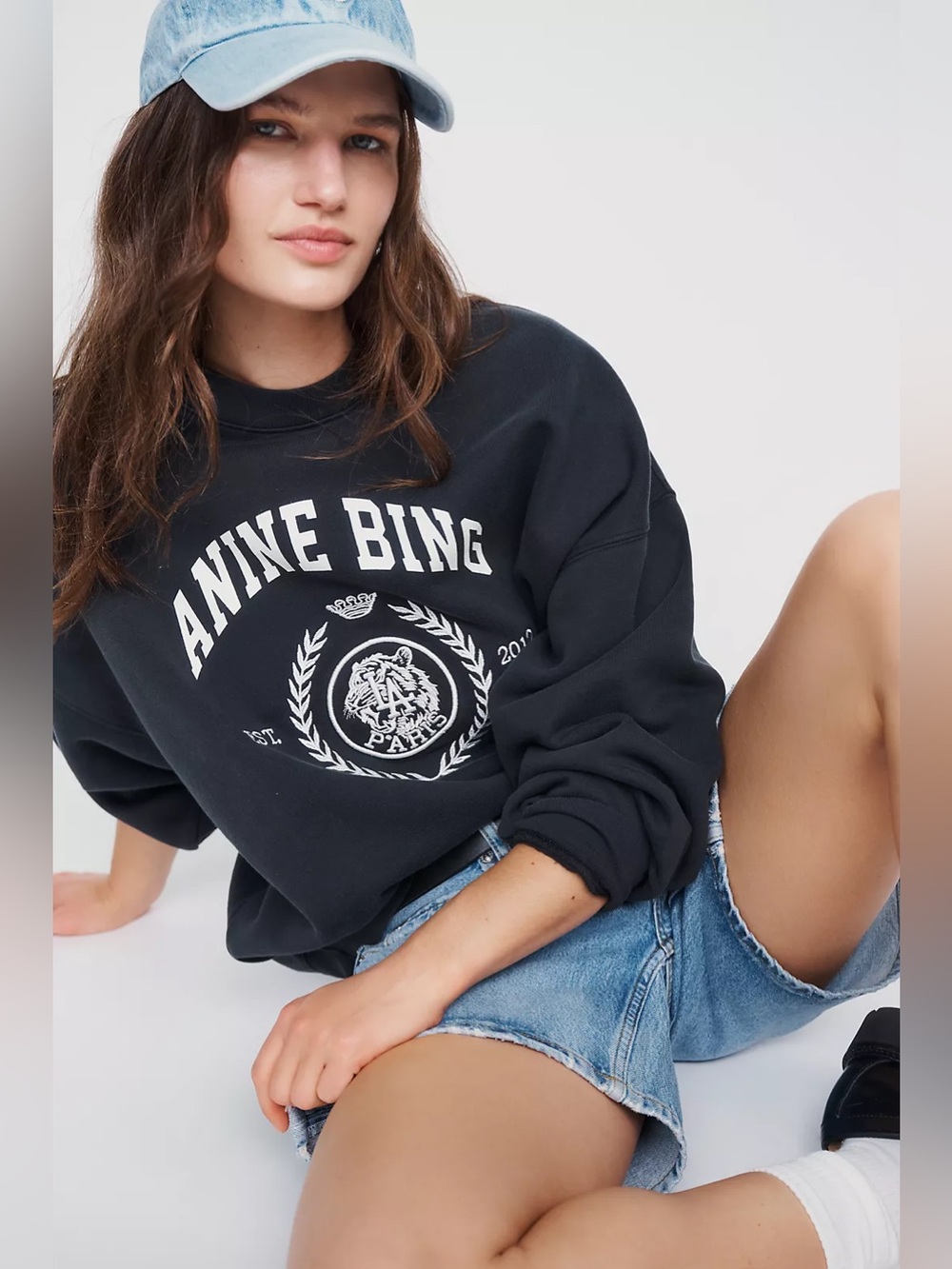NWT Anine Bing Miles 100% Cotton Collegiate Sweatshirt
